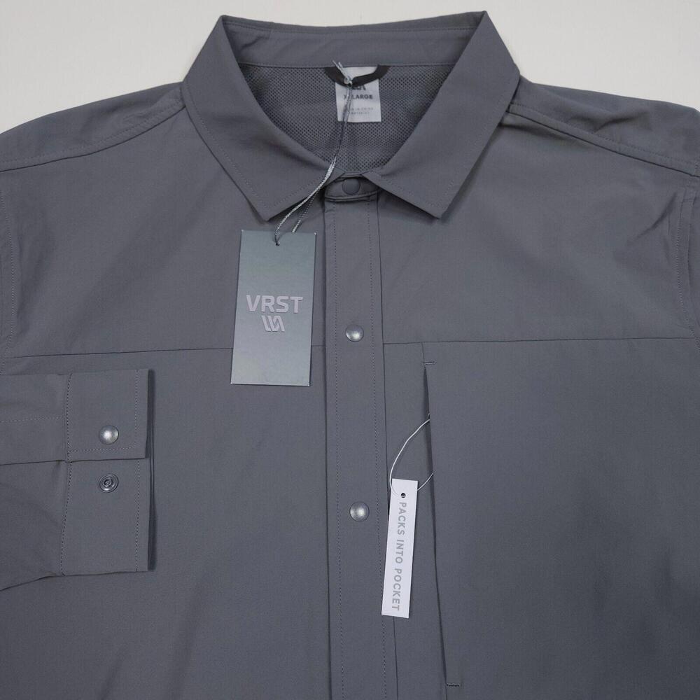 New VRST Packable Shirt Jacket Graphic Charcoal Hiking Outdoor Lightweight XL